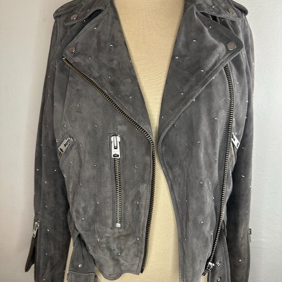 All Saints Grey Suede Jacket - Picture 12 of 12